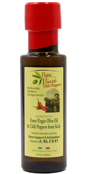 Unrefined, Cold-Pressed Extra Virgin Olive Oil & Pepperoncino Blend (Spicy Peppers) 90ml