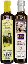 Load image into Gallery viewer, Lemony Gift Set - EVOO Lemon Blend &amp; Moscato Wine Vinegar aged 8 Years
