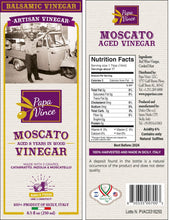 Load image into Gallery viewer, Red Wine Moscato Vinegar - Aged 8 years in Oak &amp; Chestnut Barrels - 500ml
